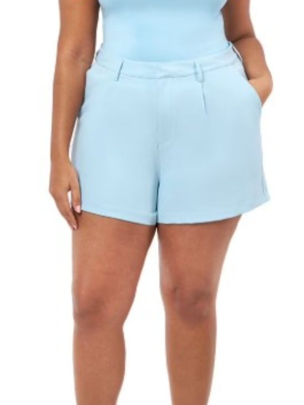 NWT! Edited By Remi Bader High-Rise Pastel Light Blue Trouser Shorts
